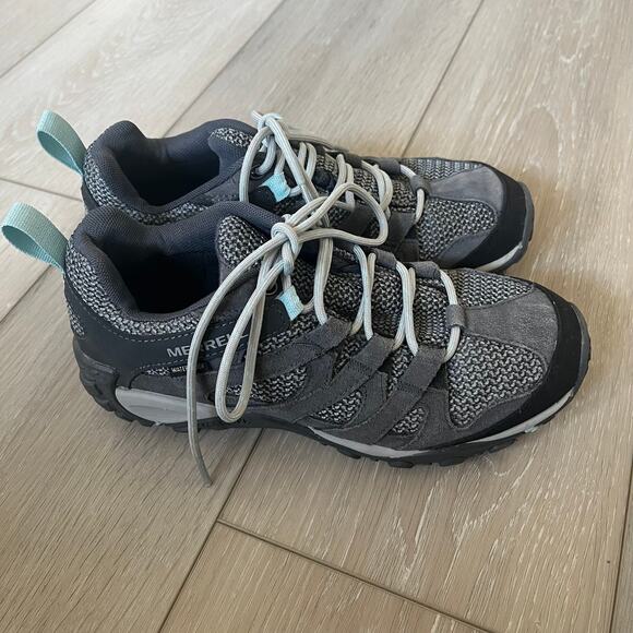 Merrell ‘Alverstone’ Women's 7 Sneaker Hiker Gray Blue Waterproof Boot Outdoor - Picture 4 of 10